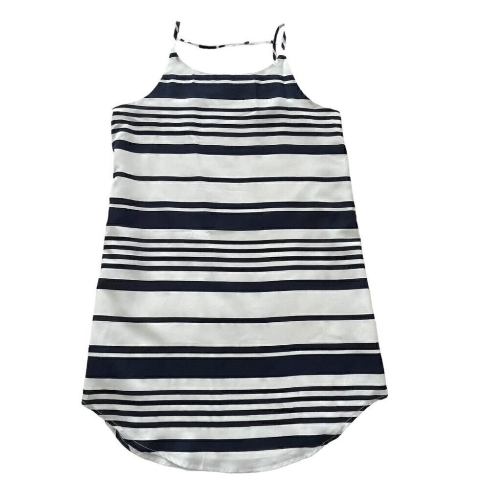 BB Dakota Women's Sz S Navy & White Striped Riley Crepe Dress Spaghetti Straps - Picture 8 of 8